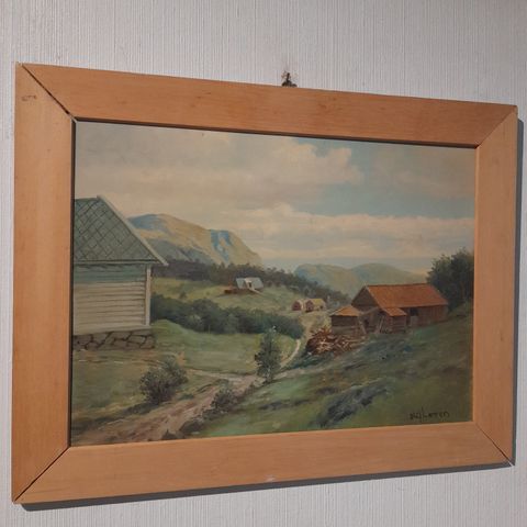 Oluf Larsen (Bergen,1860-1936),"Fra Tuft i Sørfjorden", gammelt maleri