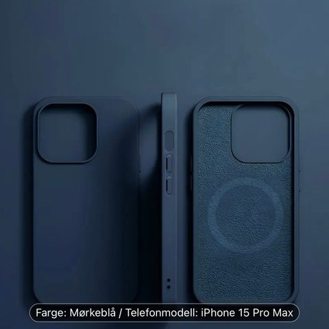 Deksel Case Etui Apple Iphone 15 Pro Max Mørke Blå Blue Silicon MagSafe