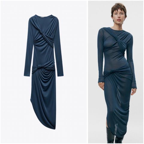 Zara asymmetrisk blå kjole str. xs
