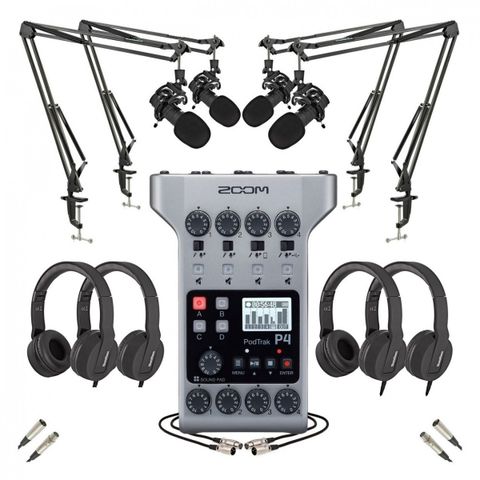 Zoom PodTrak P4 Podcasting Bundle with SubZero DB30 Microphones
