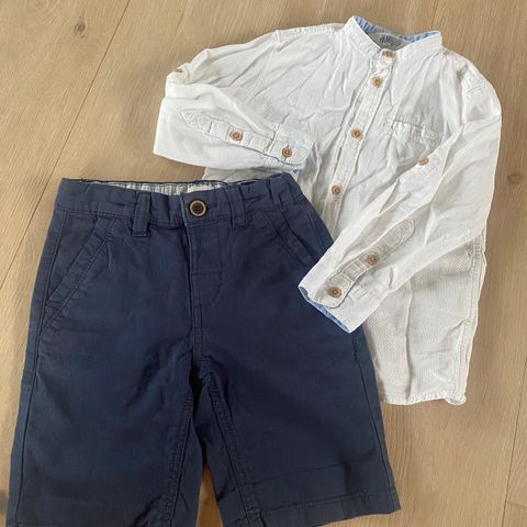 Shorts og skjorte str. 110