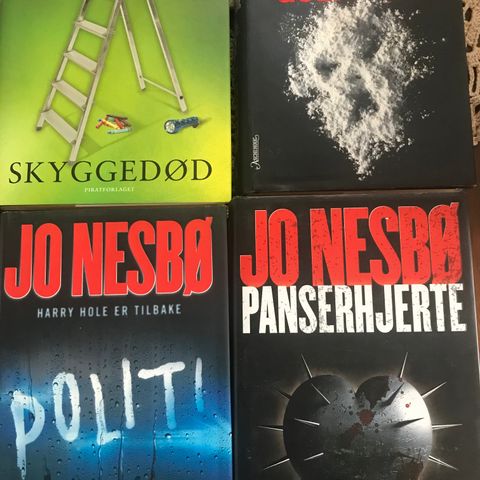 4 bøker av Jo Nesbø. Kr 50 pr stk.