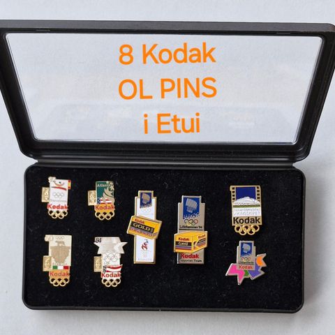 Pins: 8 Kodak OL-pins i ETUI.