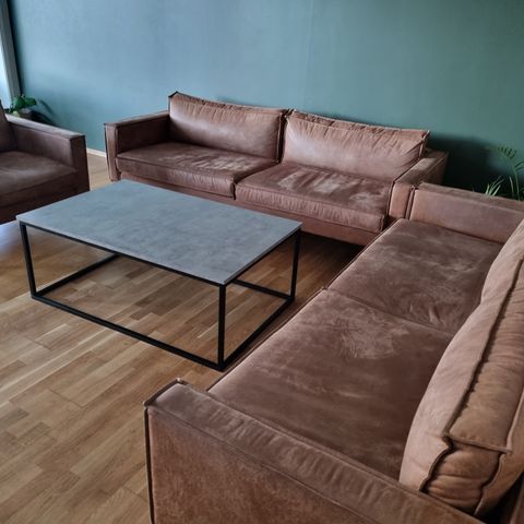 Sofa i ECO skinn fargen cognac 3+3+1