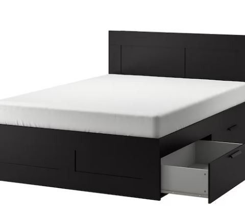 IKEA BRIMNES Bed/IKEA BRIMNES Seng med oppbevaring og sengegavl