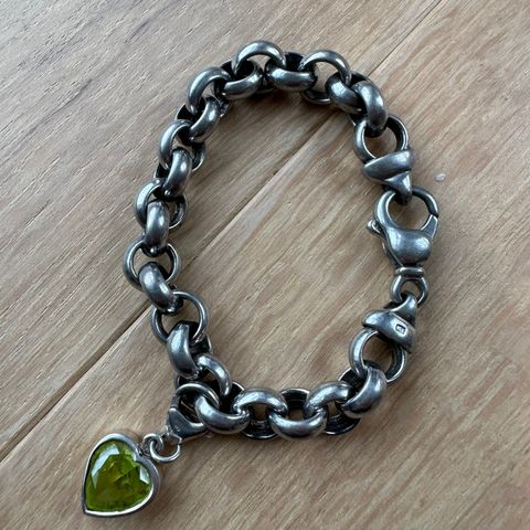 Armbånd med hjerte charm 925 sølv