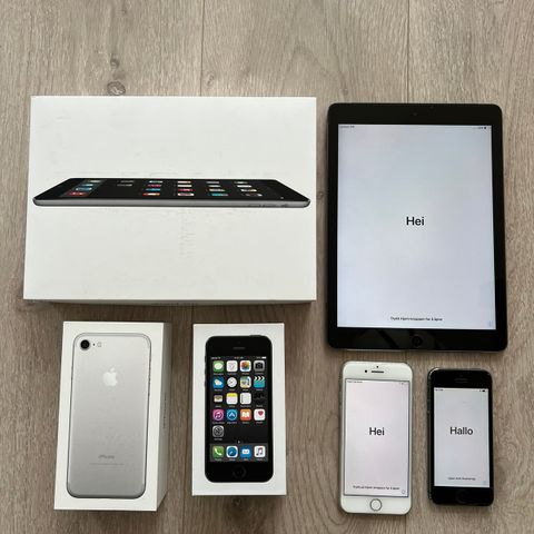 Eldre Apple produkter selges samlet! iPad air, iphone 7, iphone 5s