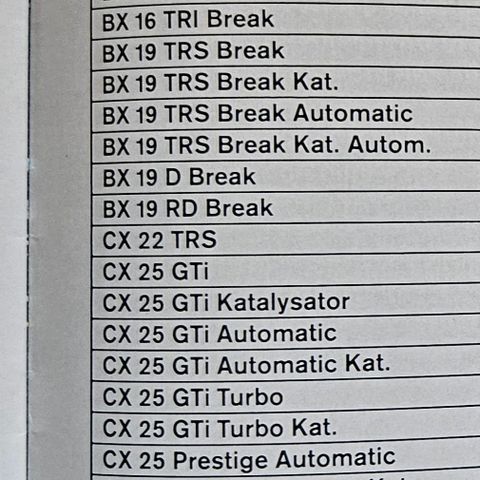 Citroën brosjyre, modellprogram 1987