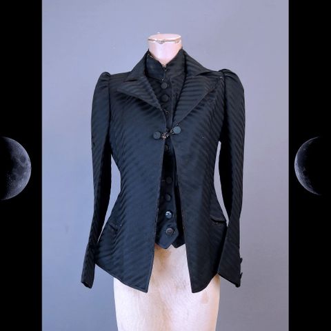 Nosferatu Jakke Victorian GOTH 1800s Antikk Mourning Suit Vintage jacket