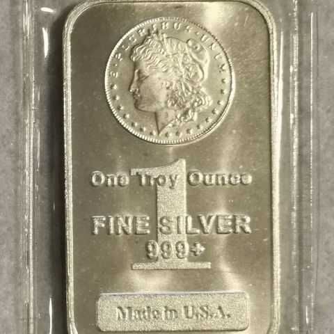 1oz, Morgan, Made in USA, 999 sølvbarre.