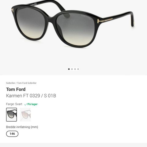 Tom ford solbriller Karmen tf329 01B 57 16 sort