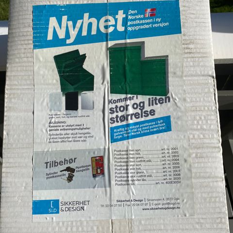 Hvit flott postkasse m/2 låsemuligheter