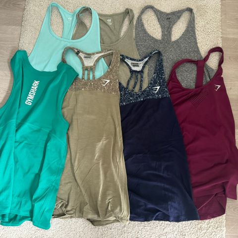 Klespakke t-skjorter gymshark hm str. xs 7stk