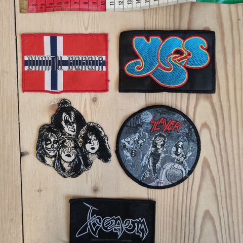 Pakke med patcher, 5 stk black metal/thrash/rock/prog