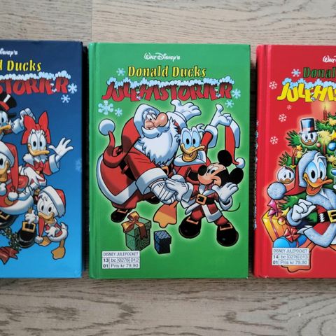 3 Donald Pocket (juleutgaver) innbundet  - kr 50 pr bok