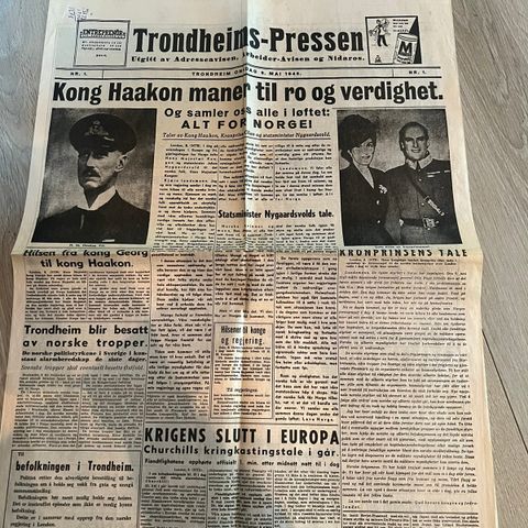 Avis fra 09.05.1945 til salgs