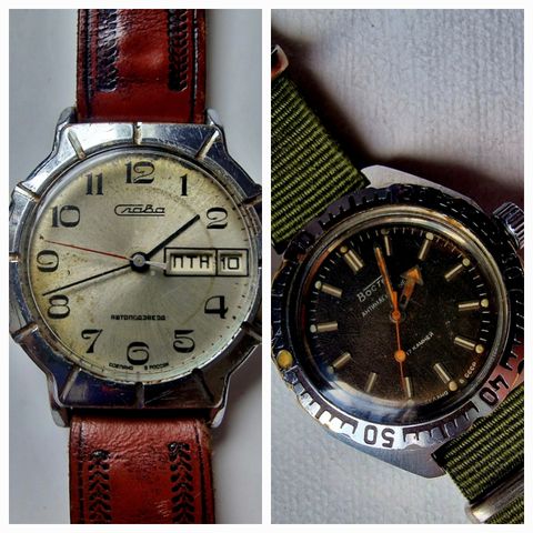 2 stk  : Vostok Amphibia 17J + Slava 25J ;Mekanisk (Automatisk)