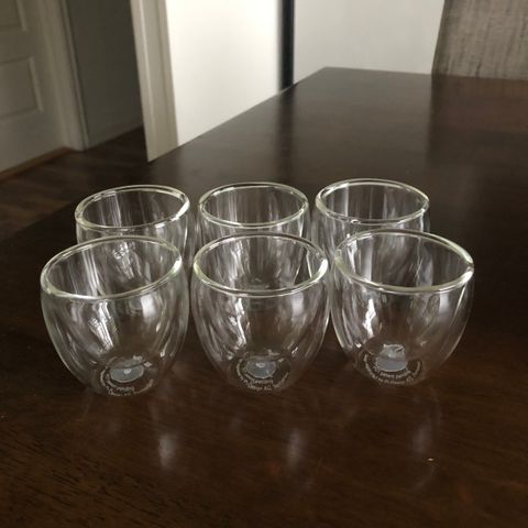 6 Bodum Pavina glass m/ doble vegger. Espresso / shot glass. Double wall glasses