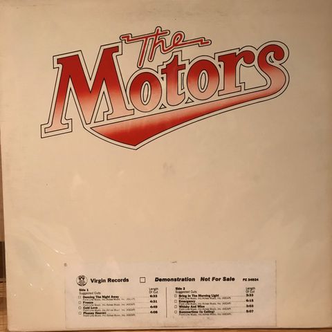 The Motors - "1" DJ Promo - førstepressing EX