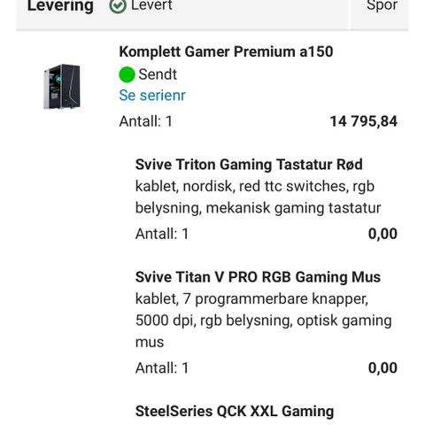 Deler fra stasjonær gamer-pc