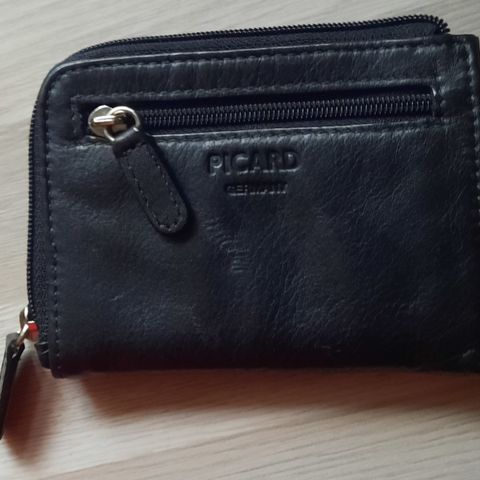 Picard skinn lommebok ca 11x8 cm liten og hendig 2 glidelåser nøkkelhank