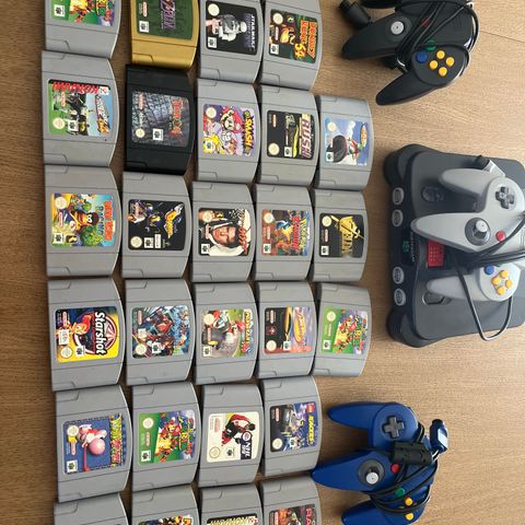 Nintendo 64 konsoll,kontroll og spill