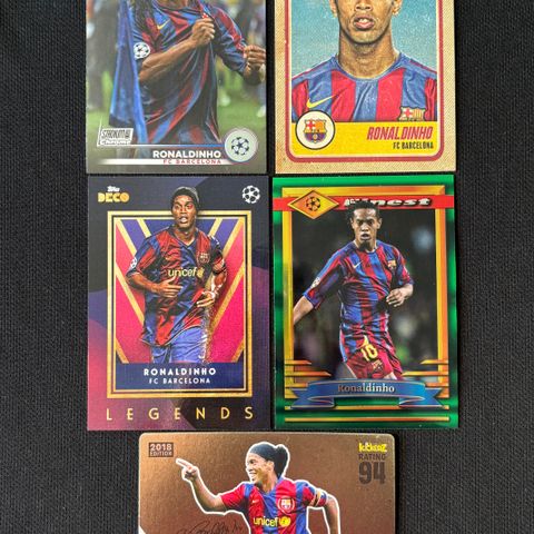 Ronaldinho fotballkort - Barcelona og Brasil - fra 50kr stk