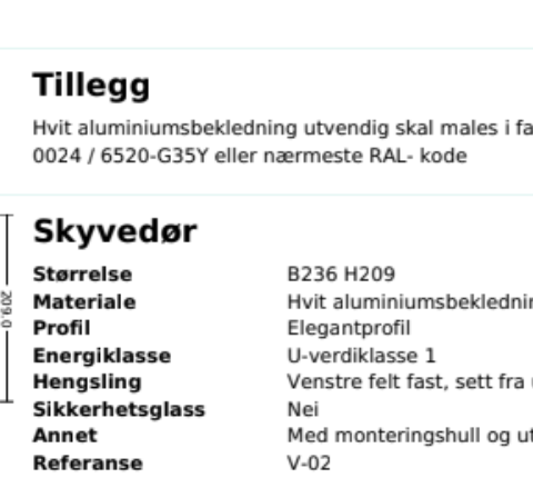 Ubrukt Skyvedør str.236x209  - Selges billig!