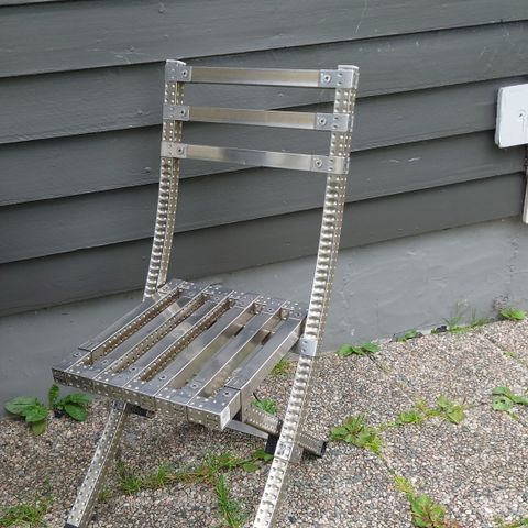 Klappstol + krakk i rustfritt stål