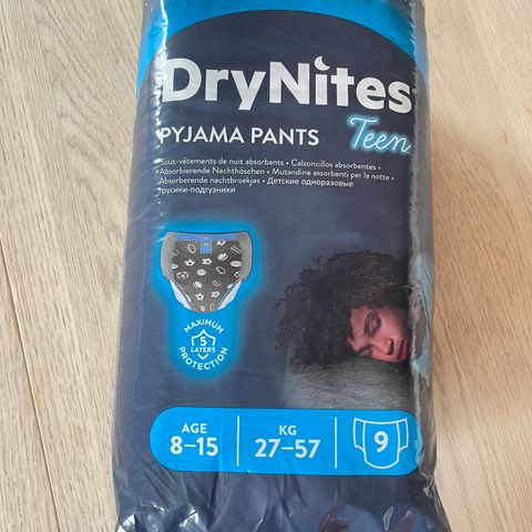 DryNites Teen 60 pakker (9) 30 pk for 500 NOK. 1000 NOK for 60 pakker.