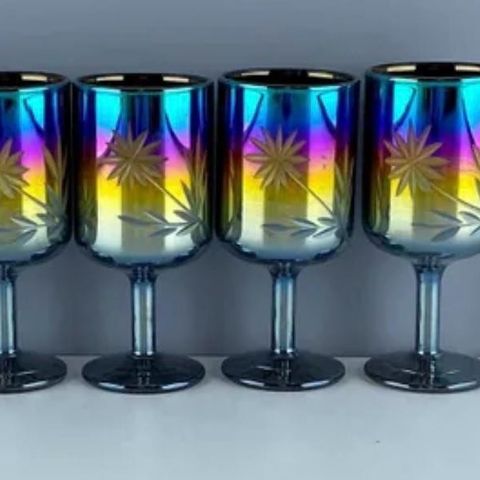 3 Vintage Shot Glasses "Regnbue" ,Farget glass