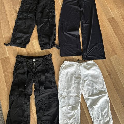 Klespakke med 3 stk capri-bukser og en vid yoga/treningstights str. S/36