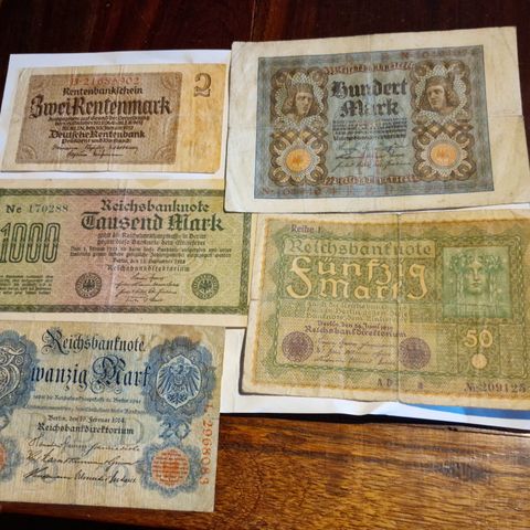 Gamle tyske mark sedler fra 1914-1937 , Fri frakt