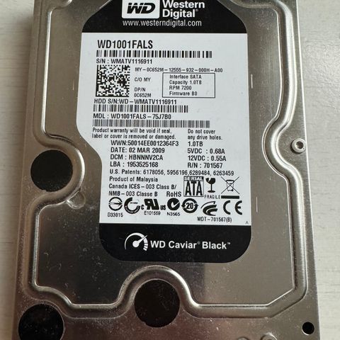 Western Digital 1 TB 3,5" hdd