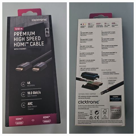 Hdmi kabel High Speed Premium 0,5