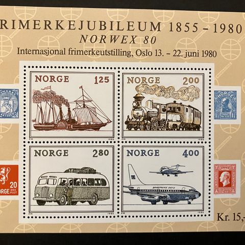 Frimerker NORGE 1980 - Norwex 80 - Postfriskt miniark