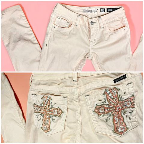 Miss Me Jeans Bubbel gum (lys korall/peach) farget str 28 lang i beina
