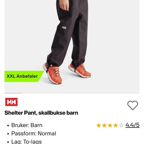 HH shelter pants skallbukse barn 152