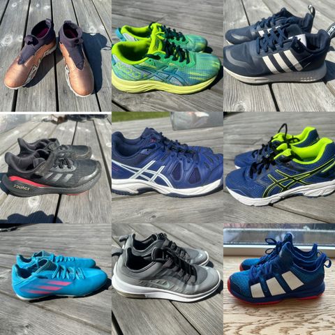 Nike, Adidas,  Asics joggesko sko str 35 - 38