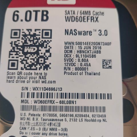 6TB WD RED hdd