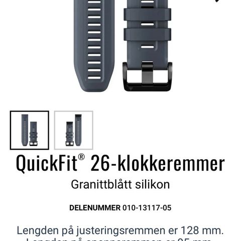 Ubrukt original Garmin klokkereim, 26mm QuickFit