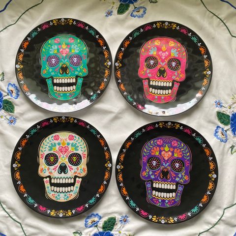 Day of the Dead Halloween Mexican melamin tallerkner  tallerkener skull