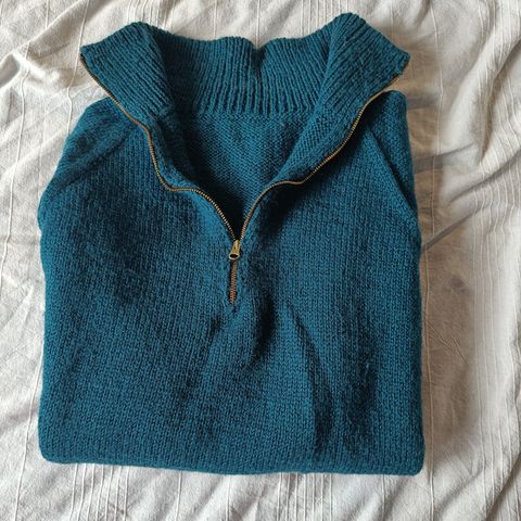 Hjemmestrikket Zipper sweater str XXL