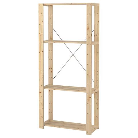 Ubrukt IKEA HEJNE hylle / hylleseksjon 31 cm med 8 hylleplater - heltre