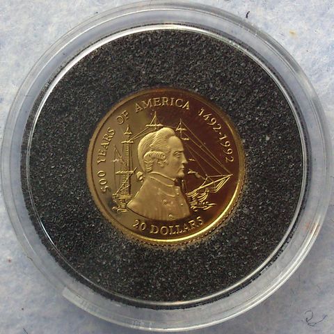 1995, 500 Years of America 1492 - 1992, 1/25 oz, 999 gull.