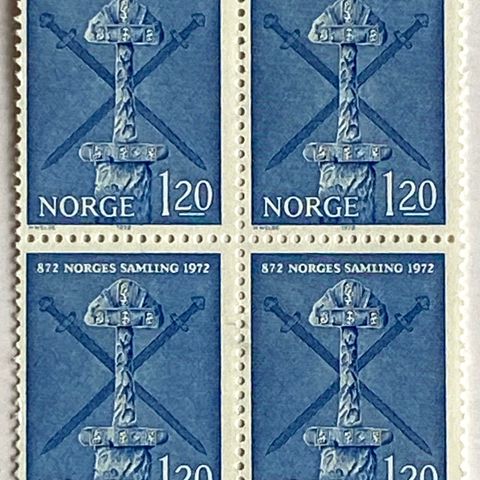 Norge 1972 Norges samling NK 690 Sverdskjefte Tjelsund 4-blokk Postfrisk