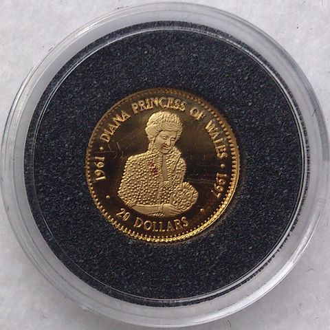 1997, Diana Princess of Wales, 1961-1997, 1/25 oz, 999 gull.