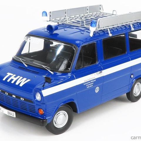 1/18 KK-SCALE - FORD TRANSIT MINIBUS THW COLOGNE WITH ROOF RACK 1965