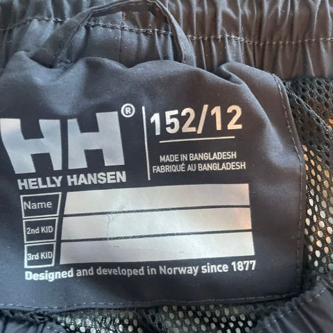 Helly Hansen / HellyTech unisex overtrekksbukse str 152/12