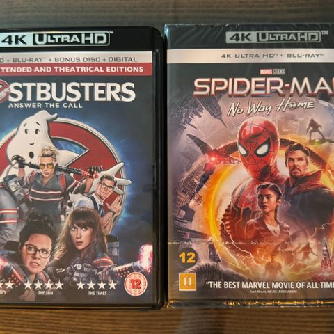 Ghostbusters & Spider-man 4K ultra HD blu ray